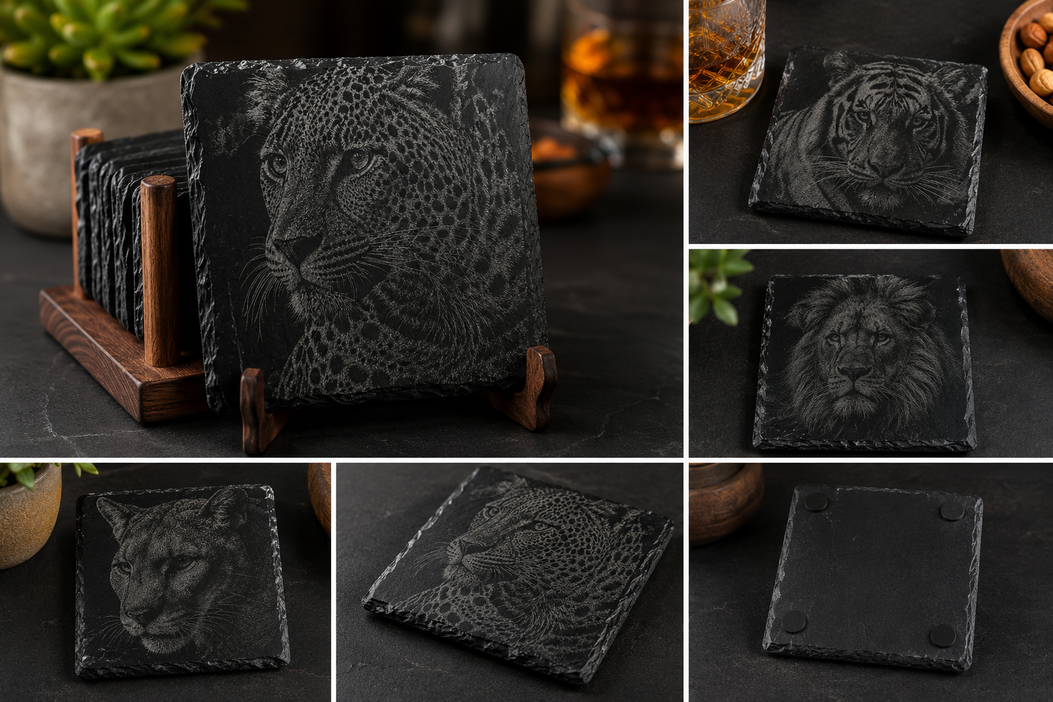 Big Cat Collection – Slate Coasters Set (4)