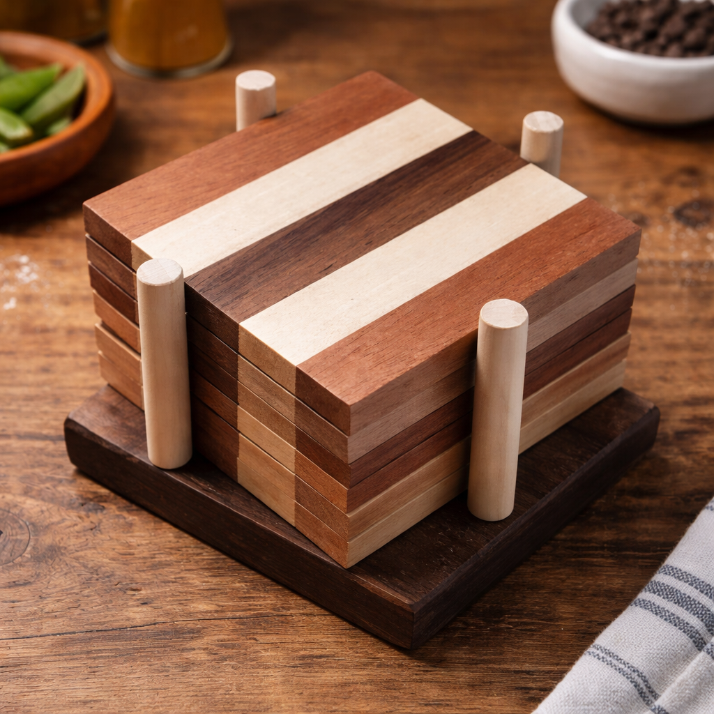 Wooded Coaster (Walnut, Oak, Mahogany)