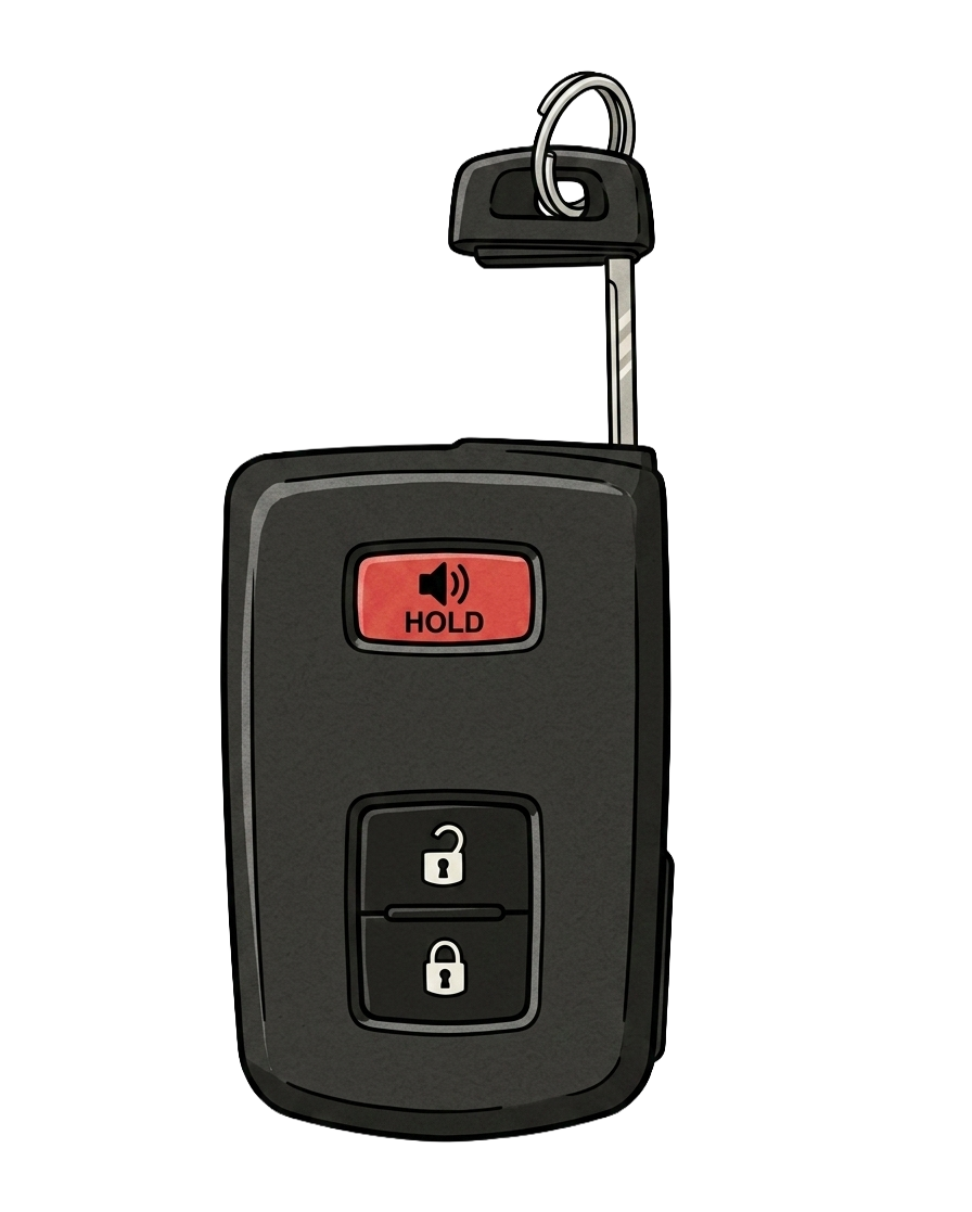 Illustration of aSmart key (Proximity key) used in push-to-start vehicles.