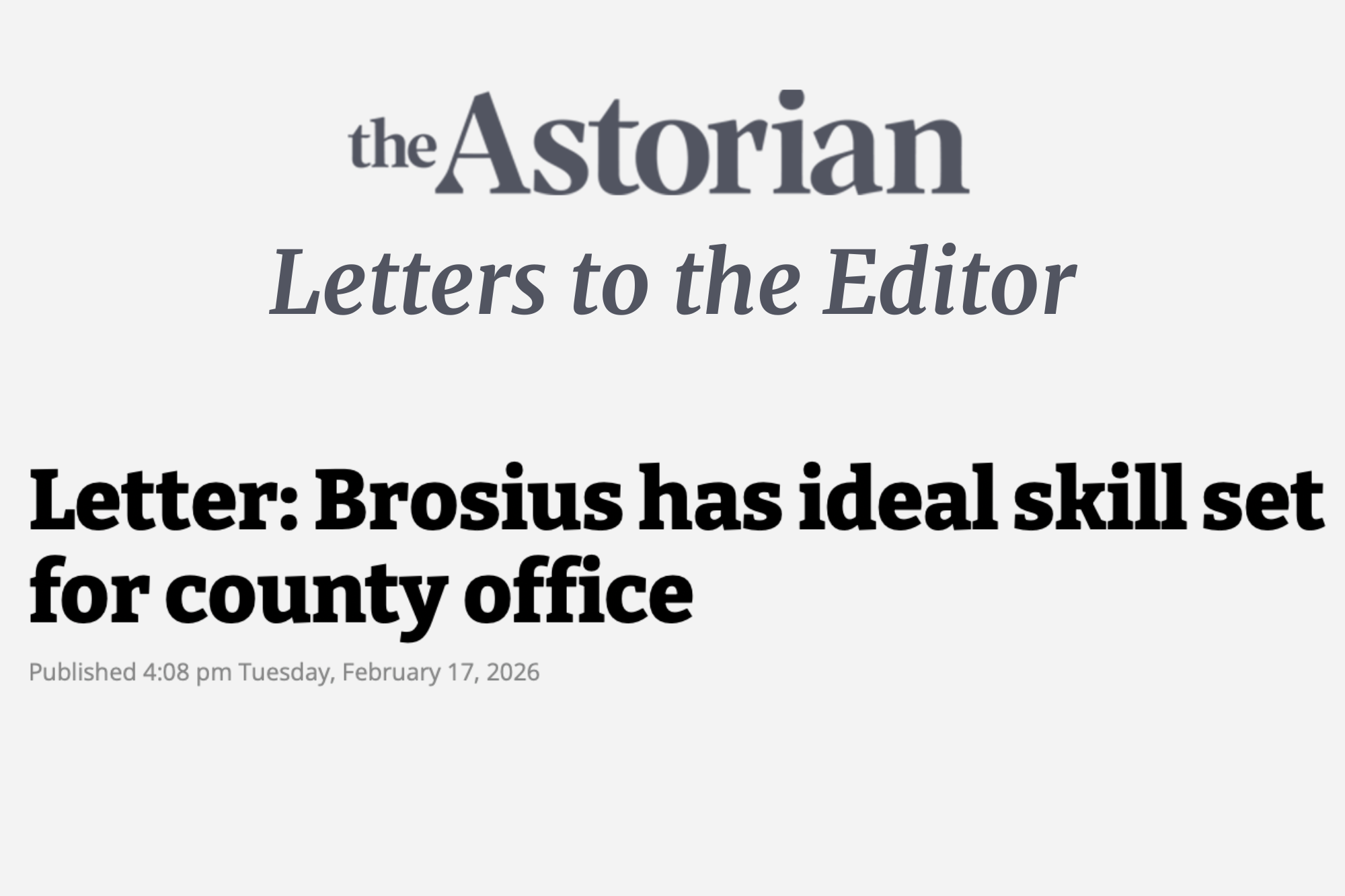 LETTER: DEBORAH HOWE (2/17/26)