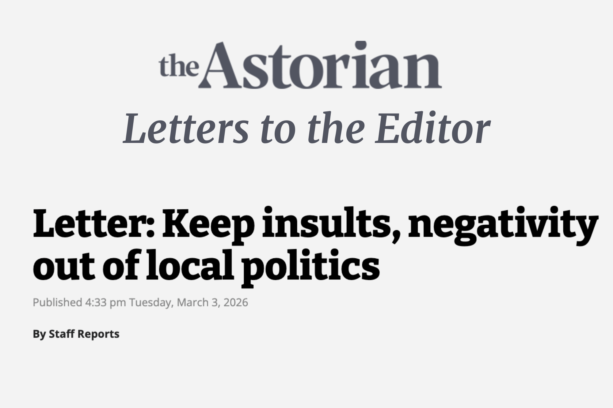 LETTER: Carol Merwin (3/3/26)