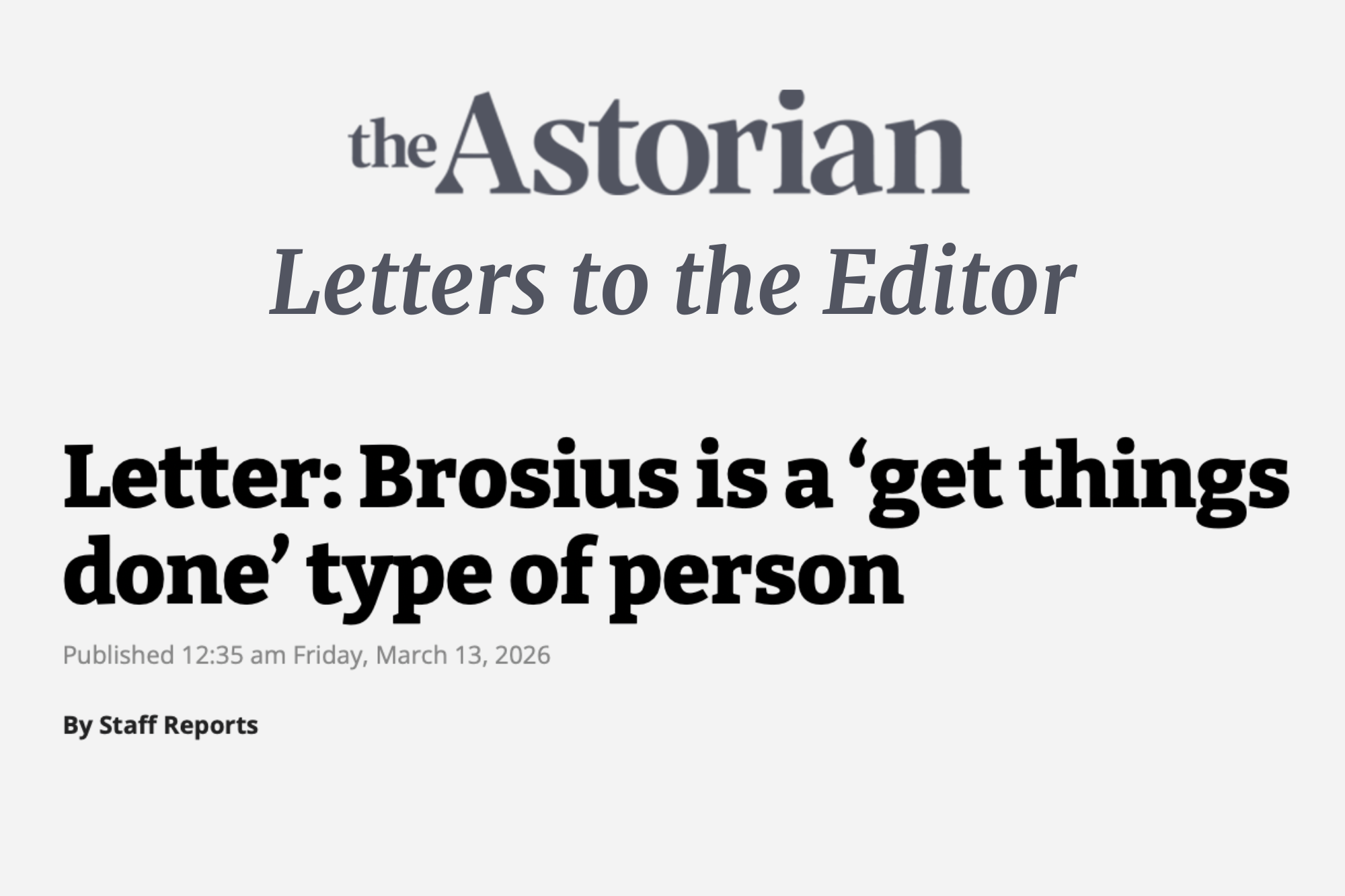 LETTER: Stuart Emmons (3/13/26)