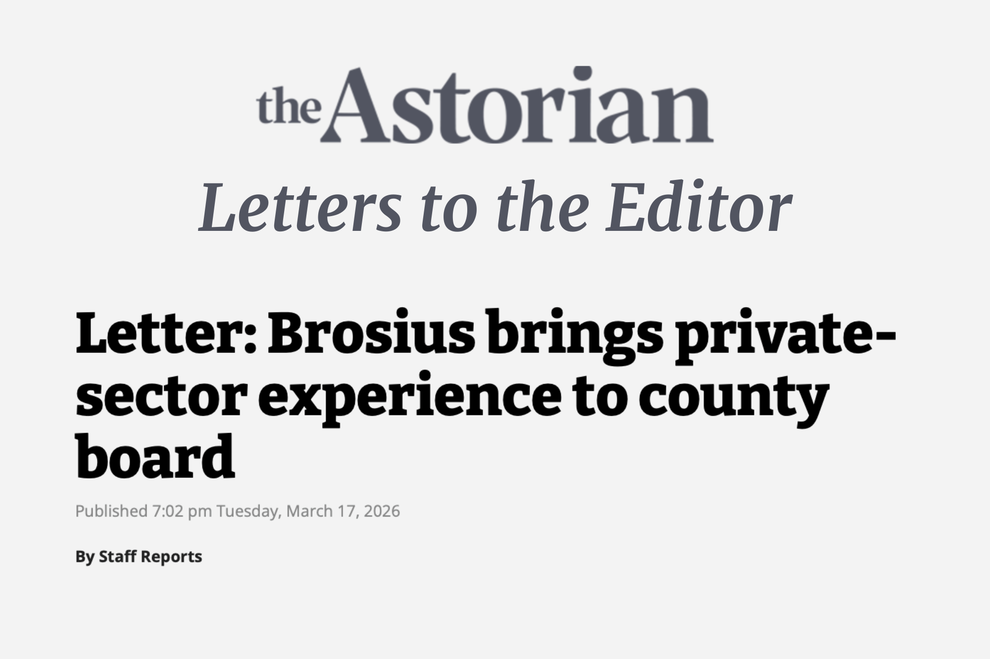 LETTER: Kurt Englund (3/17/26)