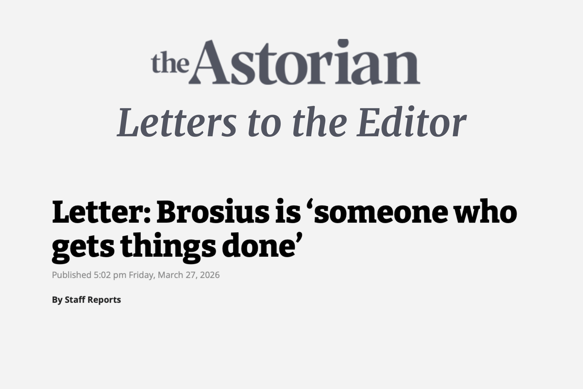 LETTER: Joanie Chapel (3/27/26)