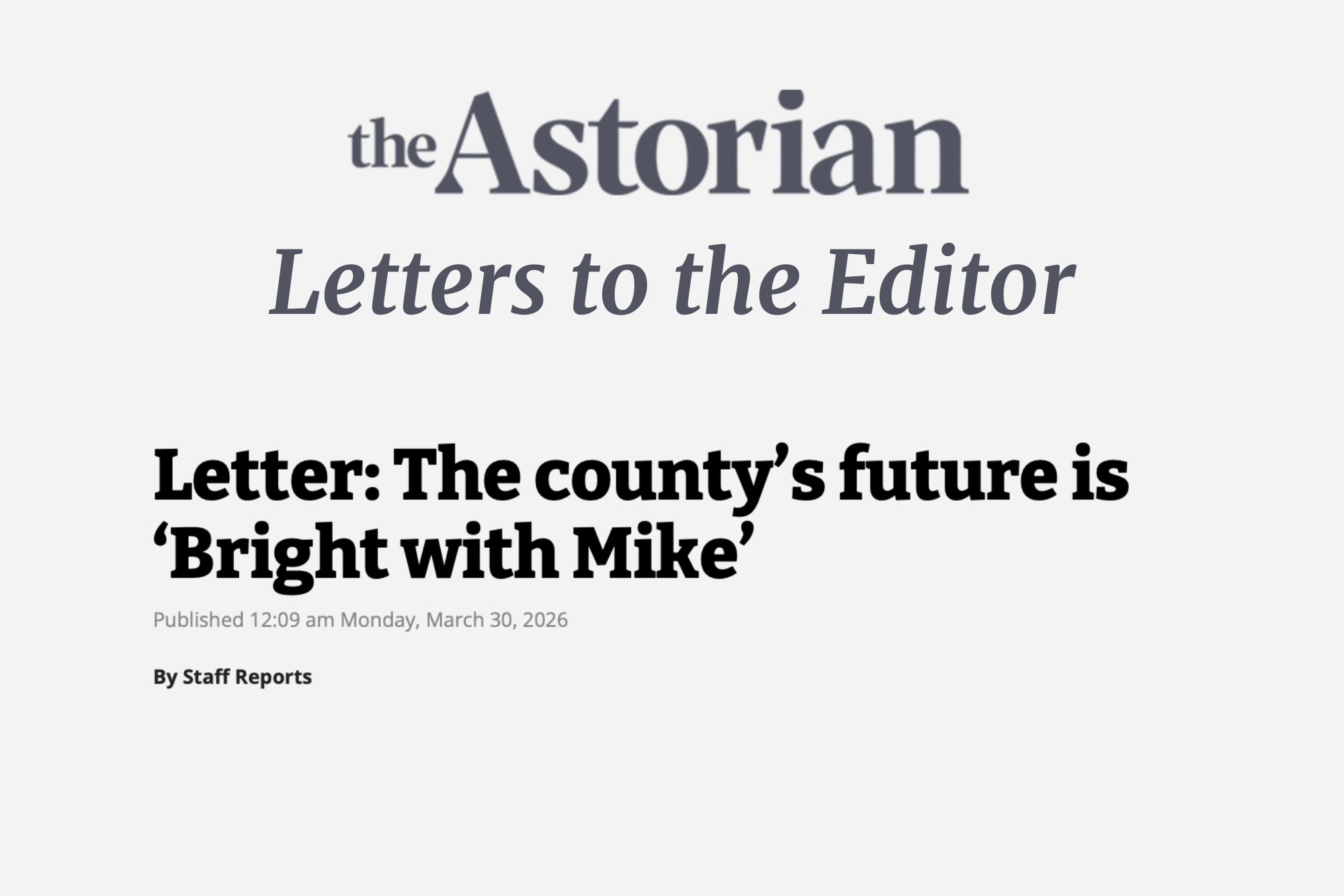 LETTER: JOHN LANSING (3/30/26)