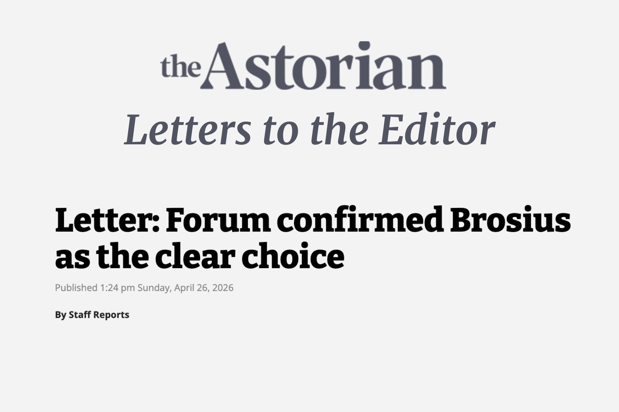 LETTER: Steve Stambough (4/26/26)