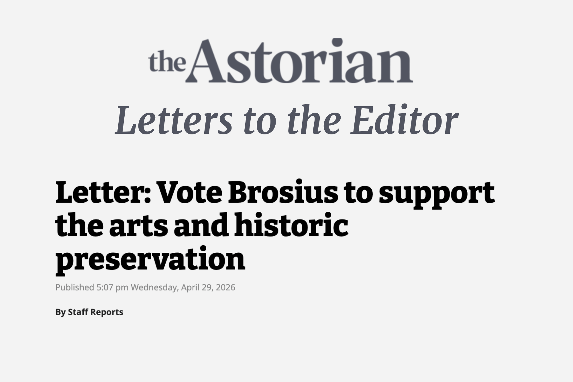 LETTER: Jessamyn Grace West&nbsp;(4/29/26)