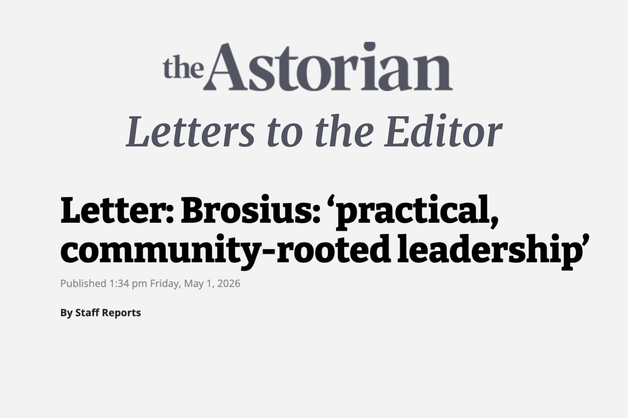 LETTER: Judith Huck&nbsp;(5/1/26)