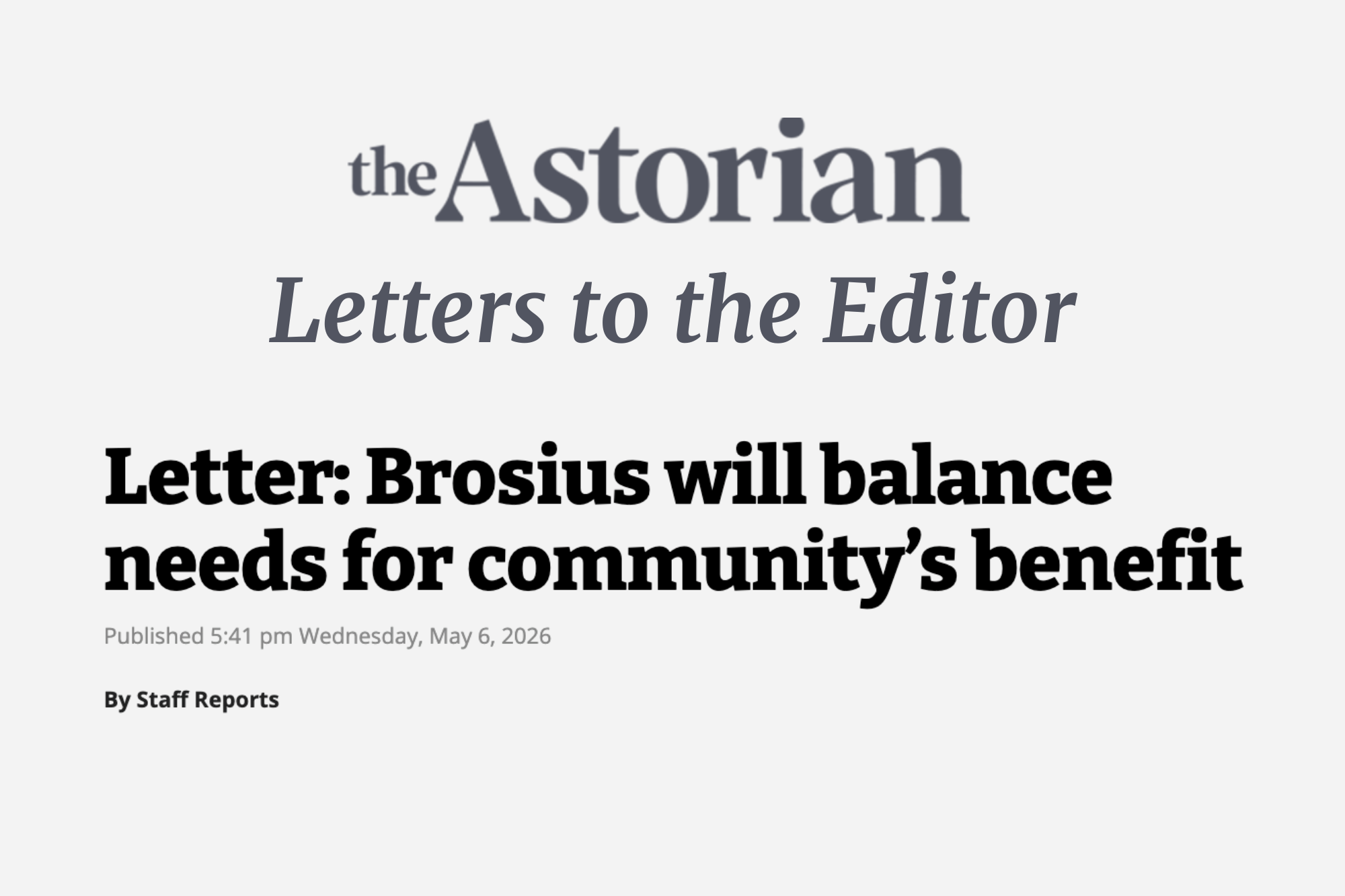 LETTER: Eric Wheeler (5/6/26)