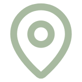 A map pin icon in black and light green colors.