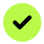 Green background with a black checkmark
