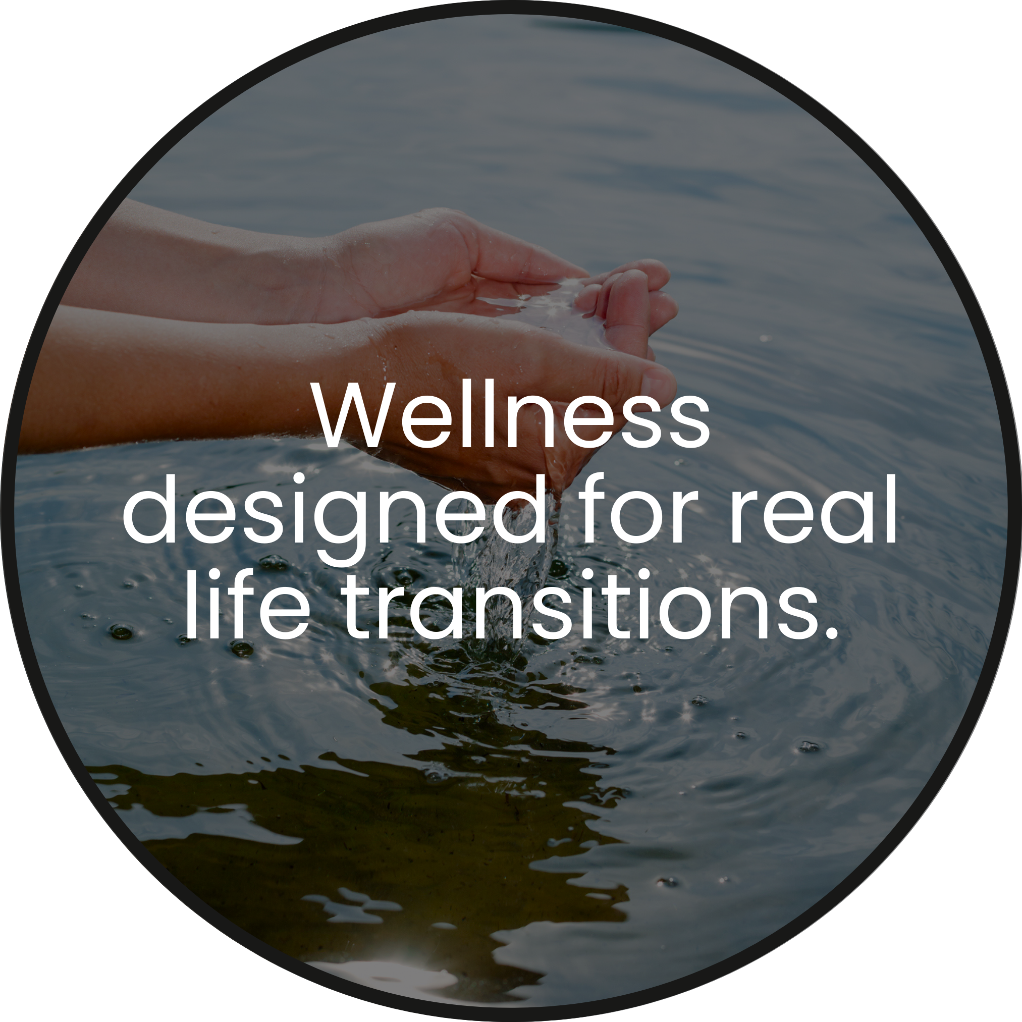 Hands cupping water on a body of water with the word 'Wellness' visible.