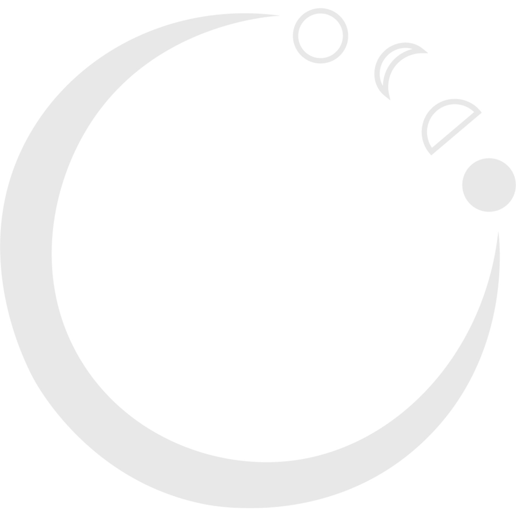 White crescent and circle shapes on a black background, resembling moon phases in a circular arrangement for natural anti-aging skincare brand Haeluna.