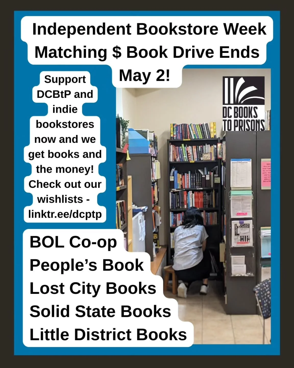 Don&rsquo;t wait any longer! Tomorrow is the last day of our matching book drive. Help improve someone&rsquo;s life by donating books purchased in�store or online with all which will be cash matched by a generous donor. We need new condition books mo