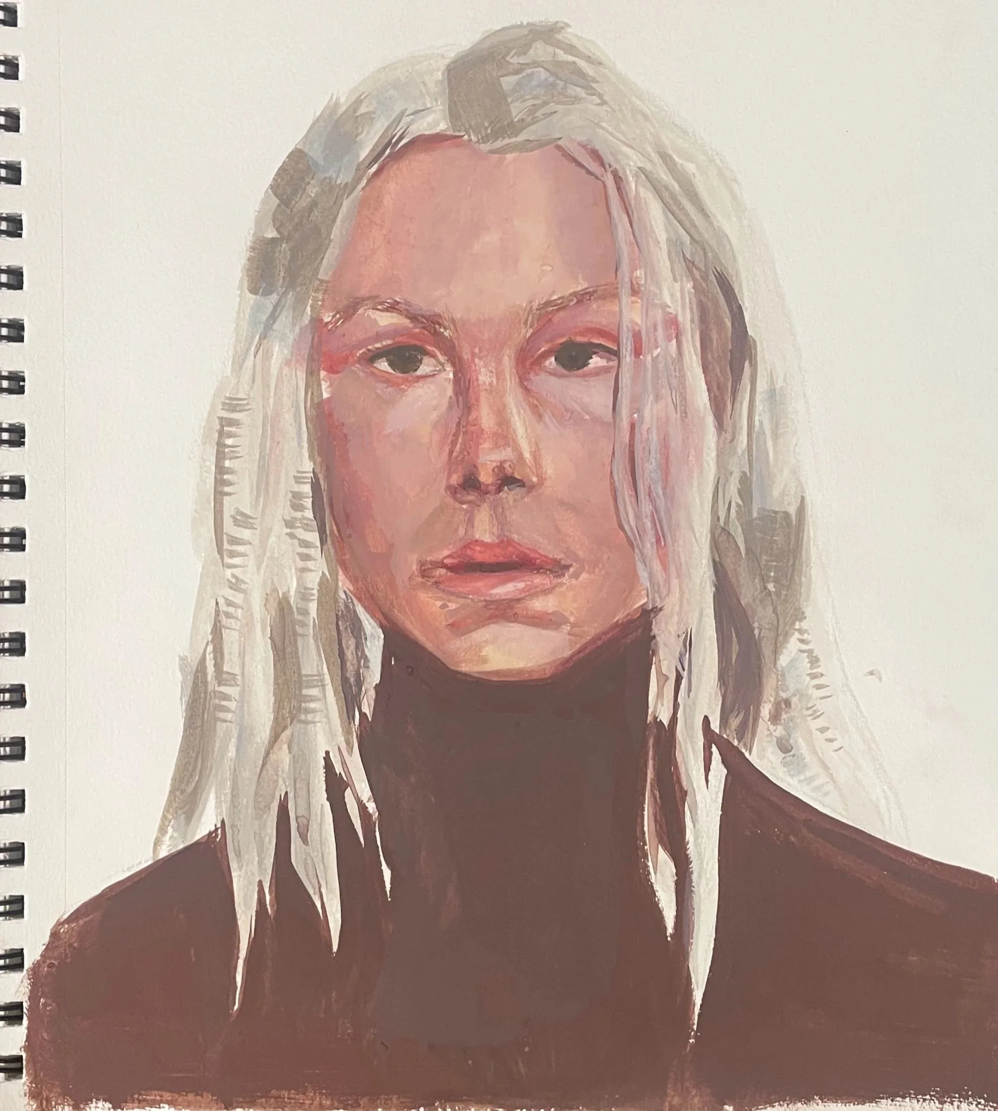 A gouache painting in a 14x16 in. sketchbook.