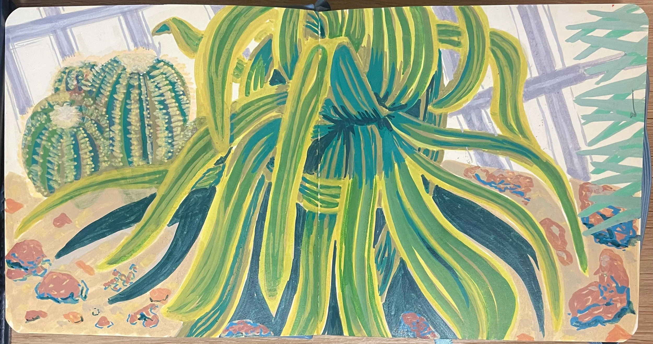 An acrylic painting in a sketchbook.