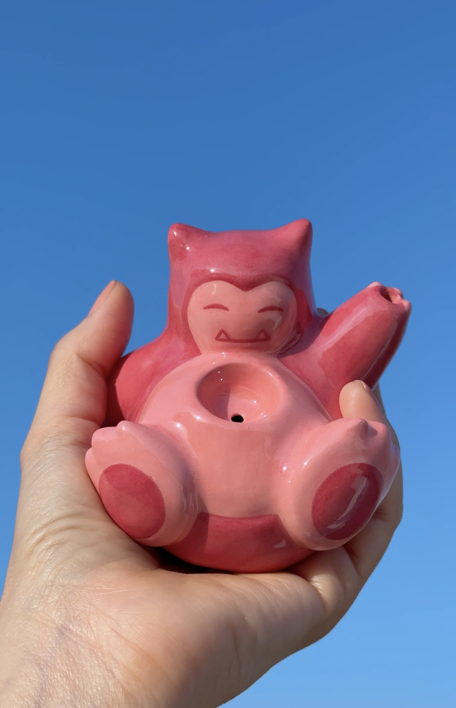 Two Tone Pink Pufflax Handmade Ceramic Pipe by Cutie Pipes