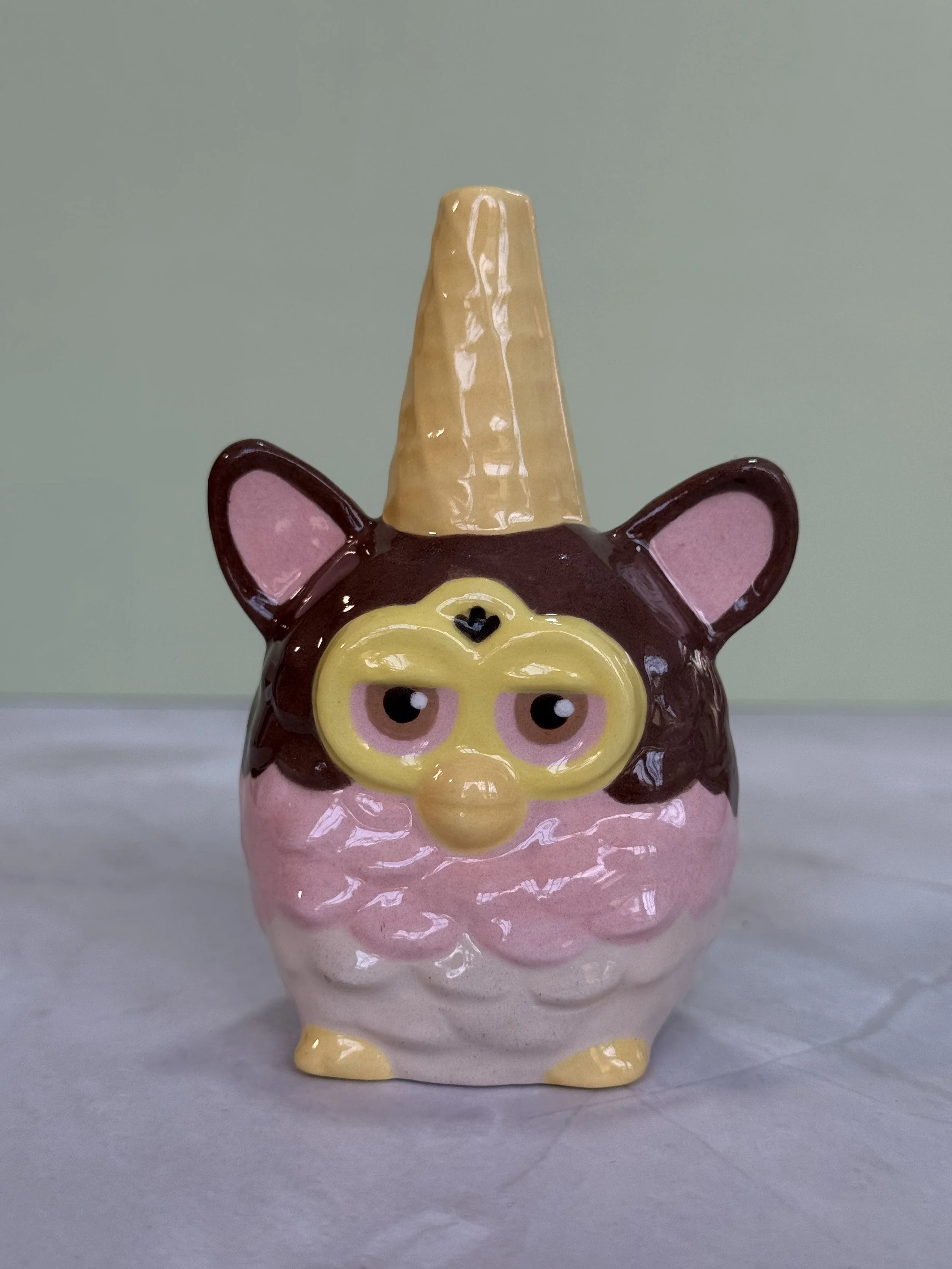 Ice Cream Furbud Cutie Handmade Ceramic Pipe by Cutie Pipes