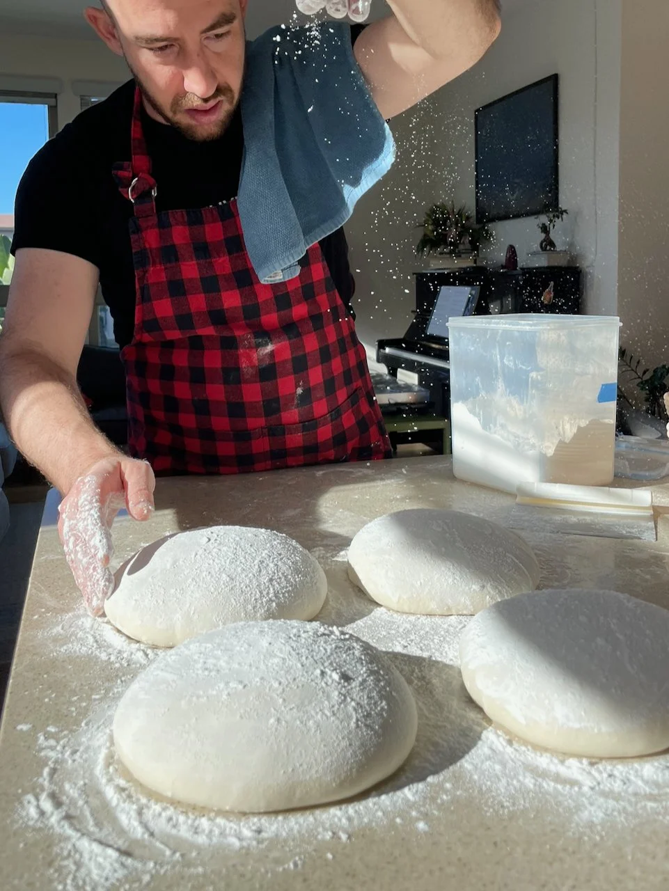 Matt Kollander baking bread at home