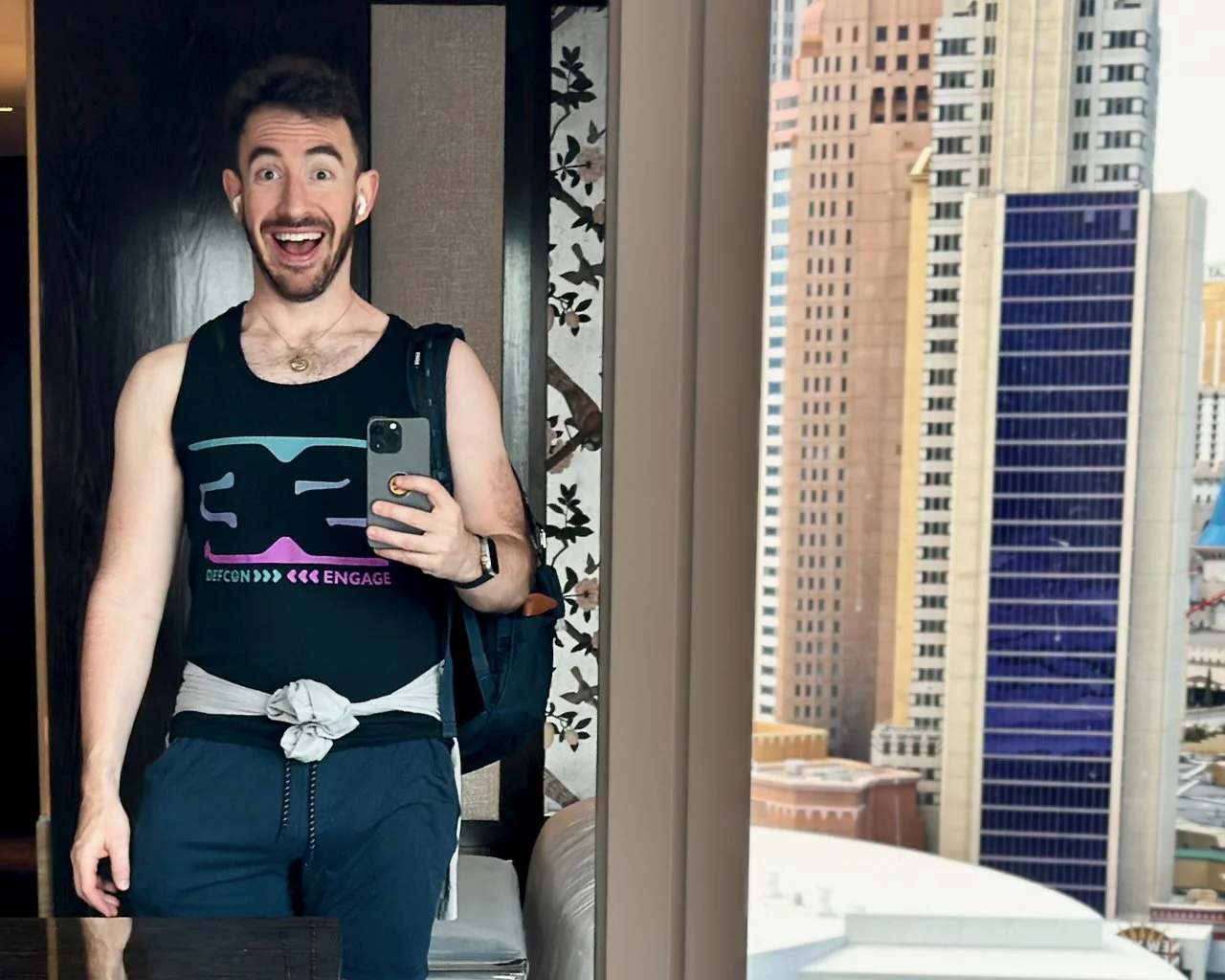 Matt Kollander at DEFCON cybersecurity conference in Las Vegas