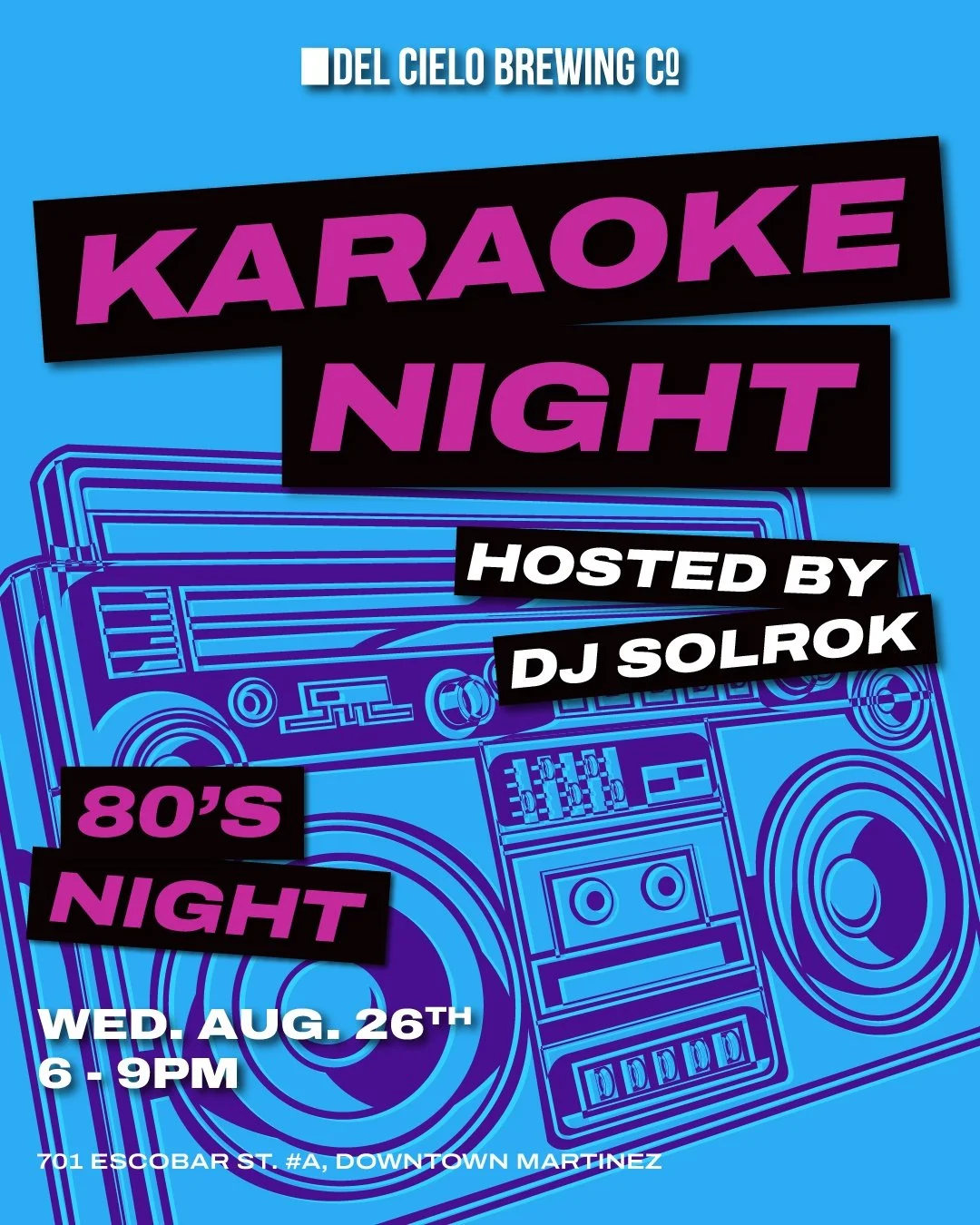 Get ready to rock the Martinez Taproom TONIGHT from 6&ndash;9PM! 🎶

Break out your best 80s look, grab the mic, and sing your heart out. Costumes encouraged! 🕺💃

🏆 Best Look/Performance wins a $25 gift card!

Start practicing those power ballads.