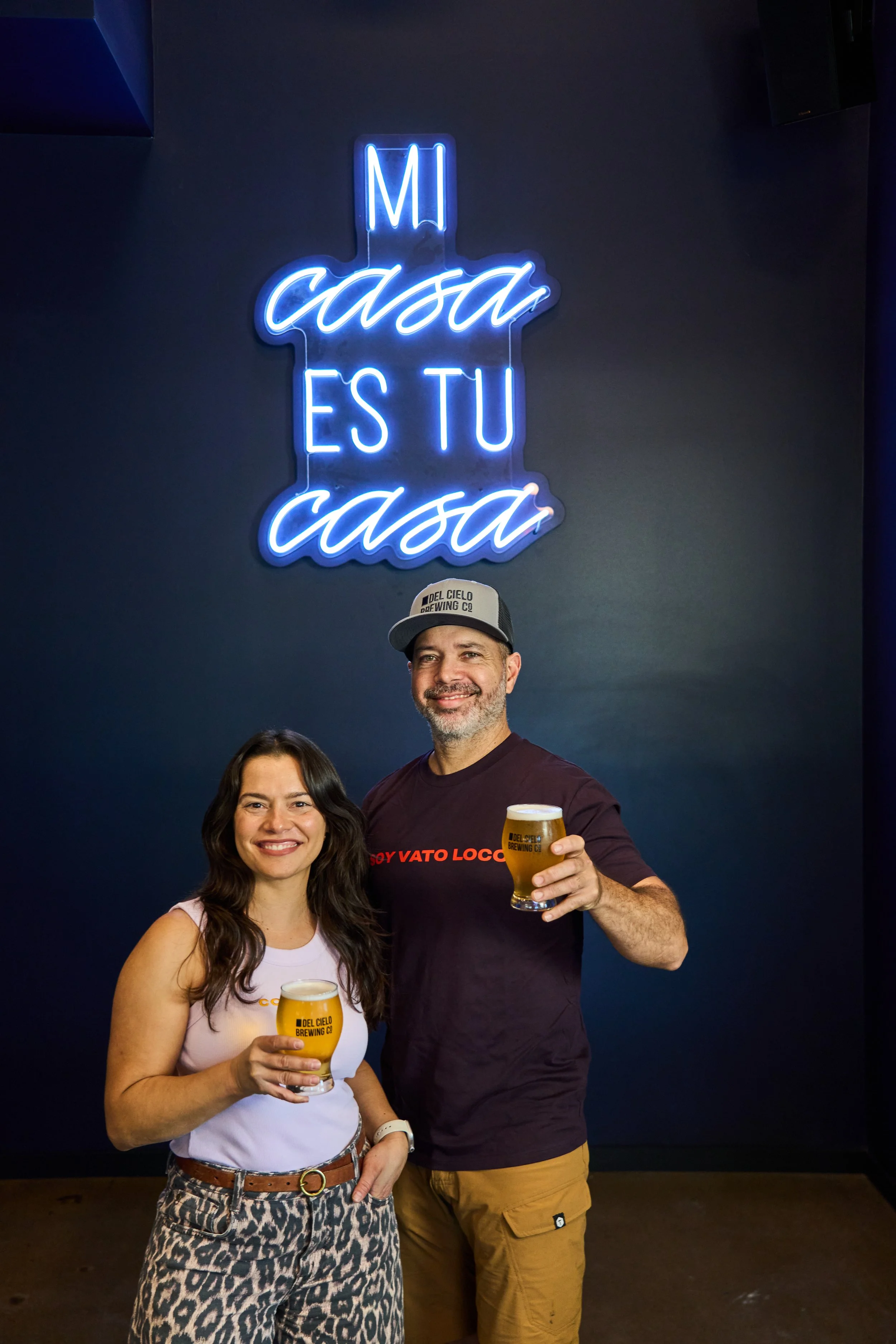 Owners Cielomar and Luis of Del Cielo Brewing Co.