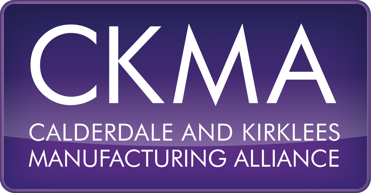 Logo for Calderdale and Kirklees Manufacturing Alliance with large initials CKMA and full name written below on a purple background.