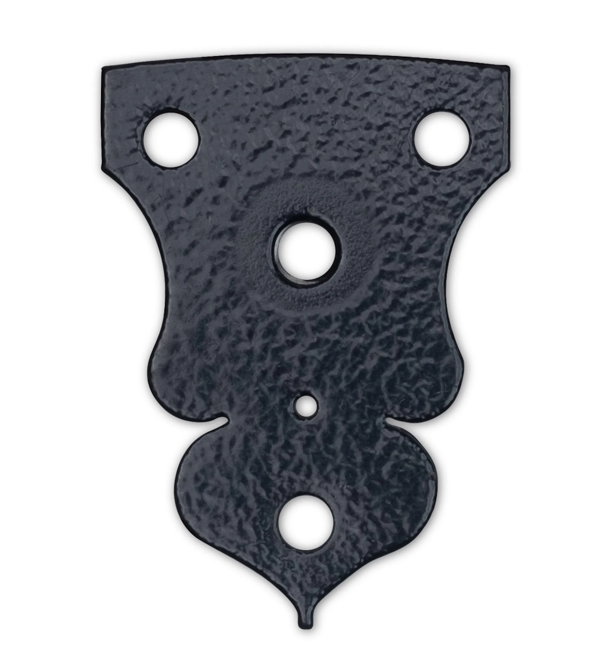 A black plastic piece with multiple holes, likely a mounting bracket or gear component.
