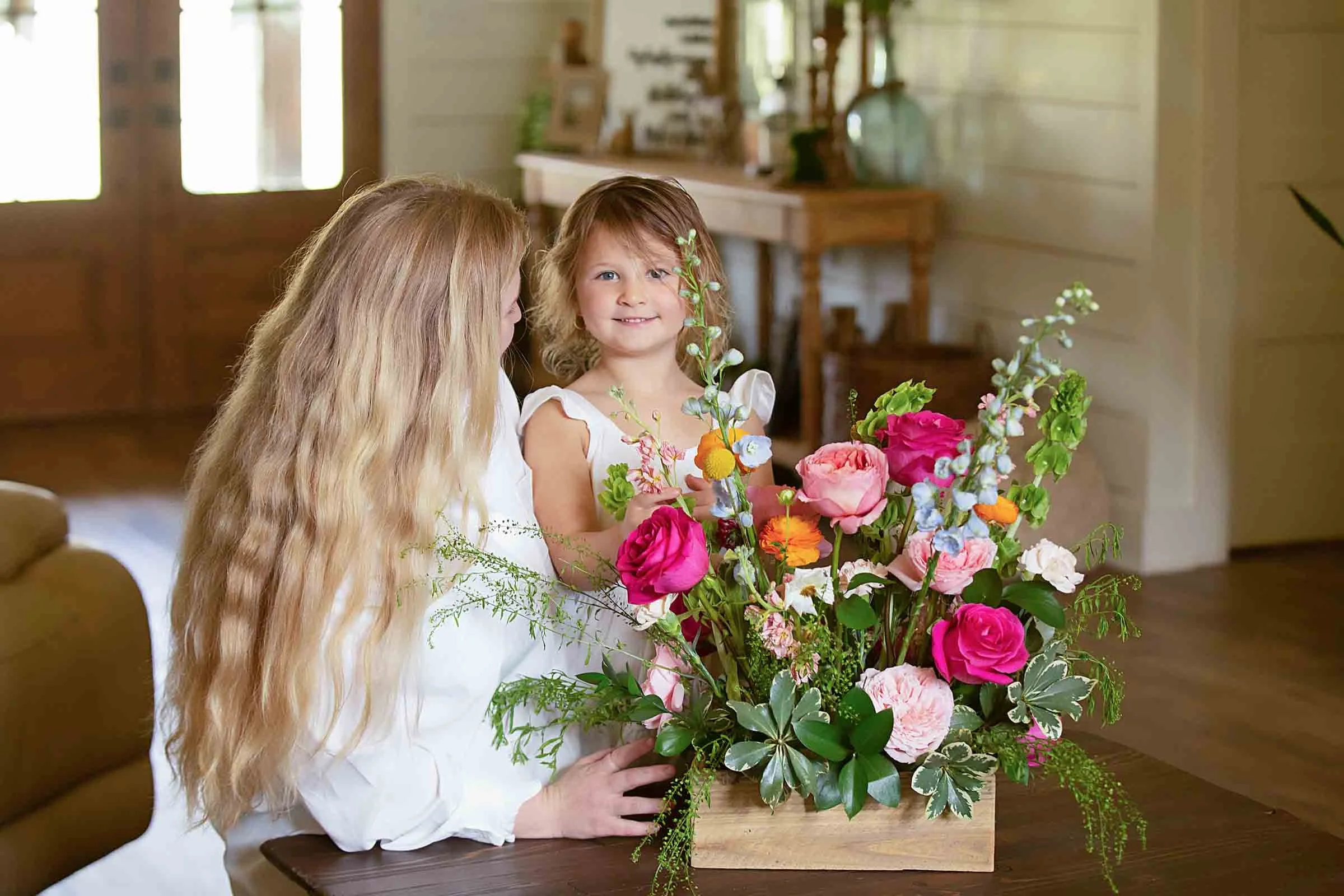 Alexandria, Louisiana florist with her daughter in their flower shop.