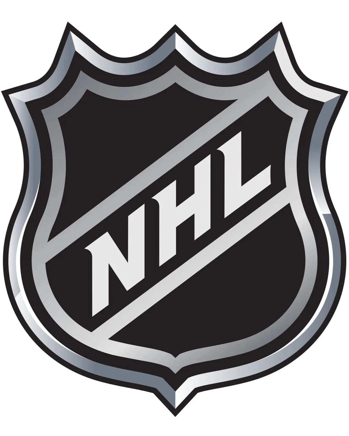 Black and white logo of the National Hockey League (NHL).