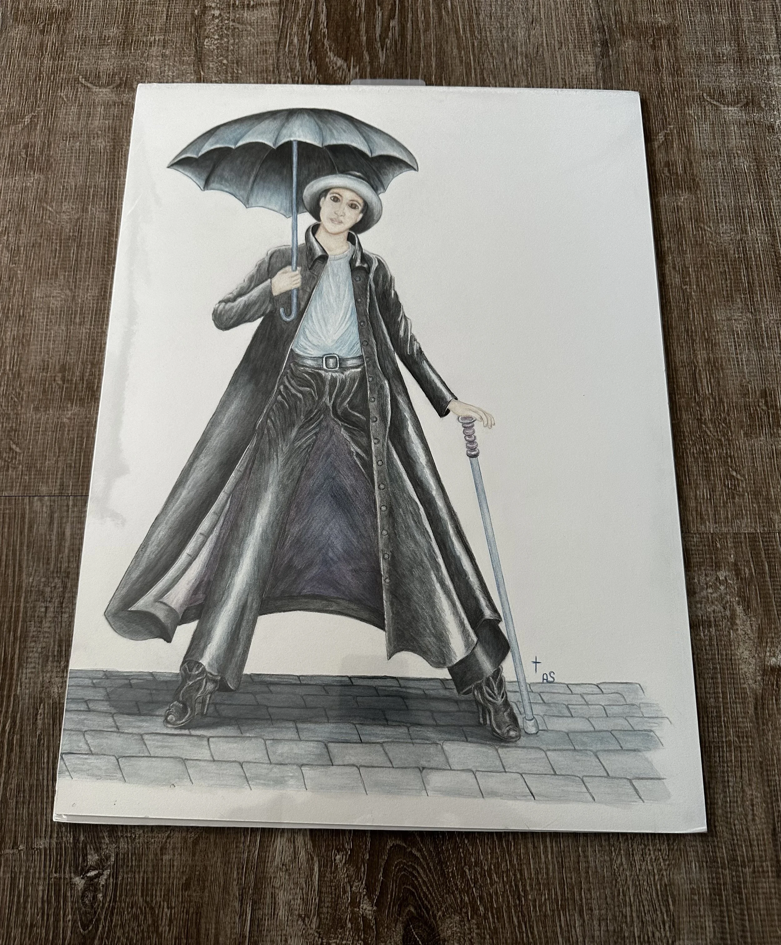 "Elegant Figure with Umbrella"