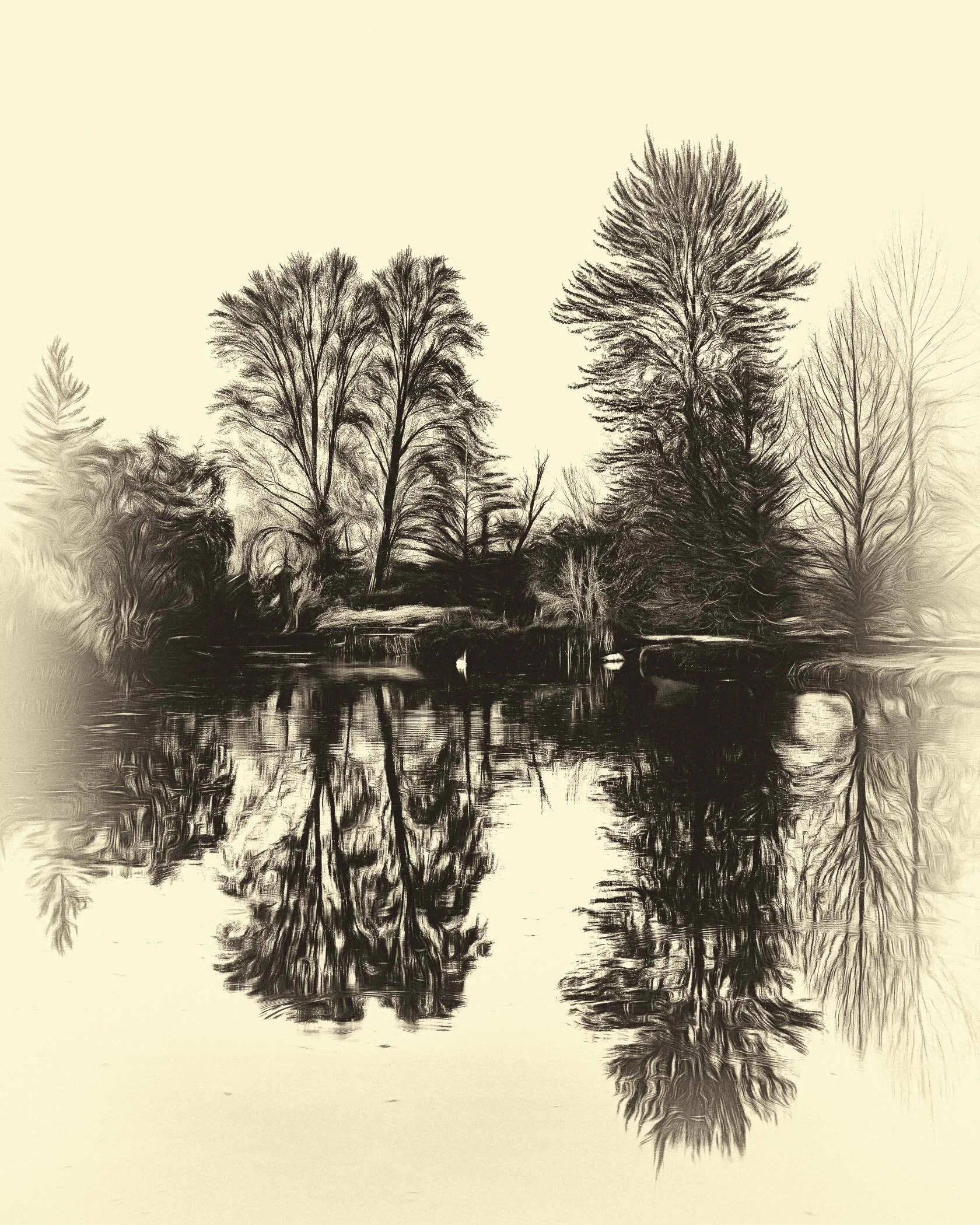 Reflections of Serenity in the University Parks A peaceful composition capturing tranquil water reflections against historic university surroundings.