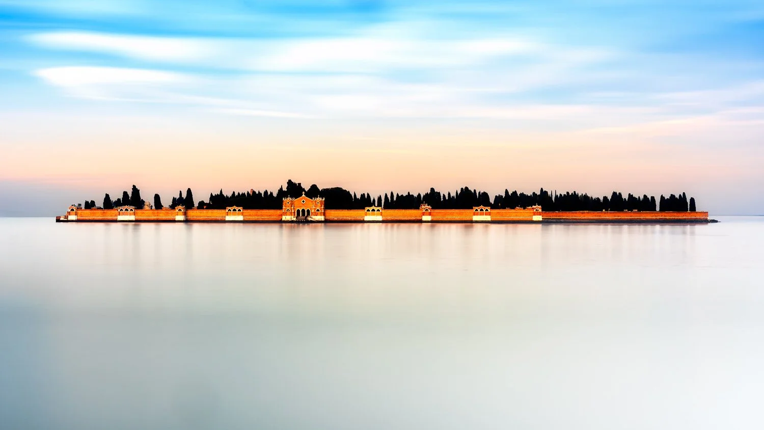 Twilight at Venice<br>Soft pastel hues fading over the calm lagoon as evening settles over the city.