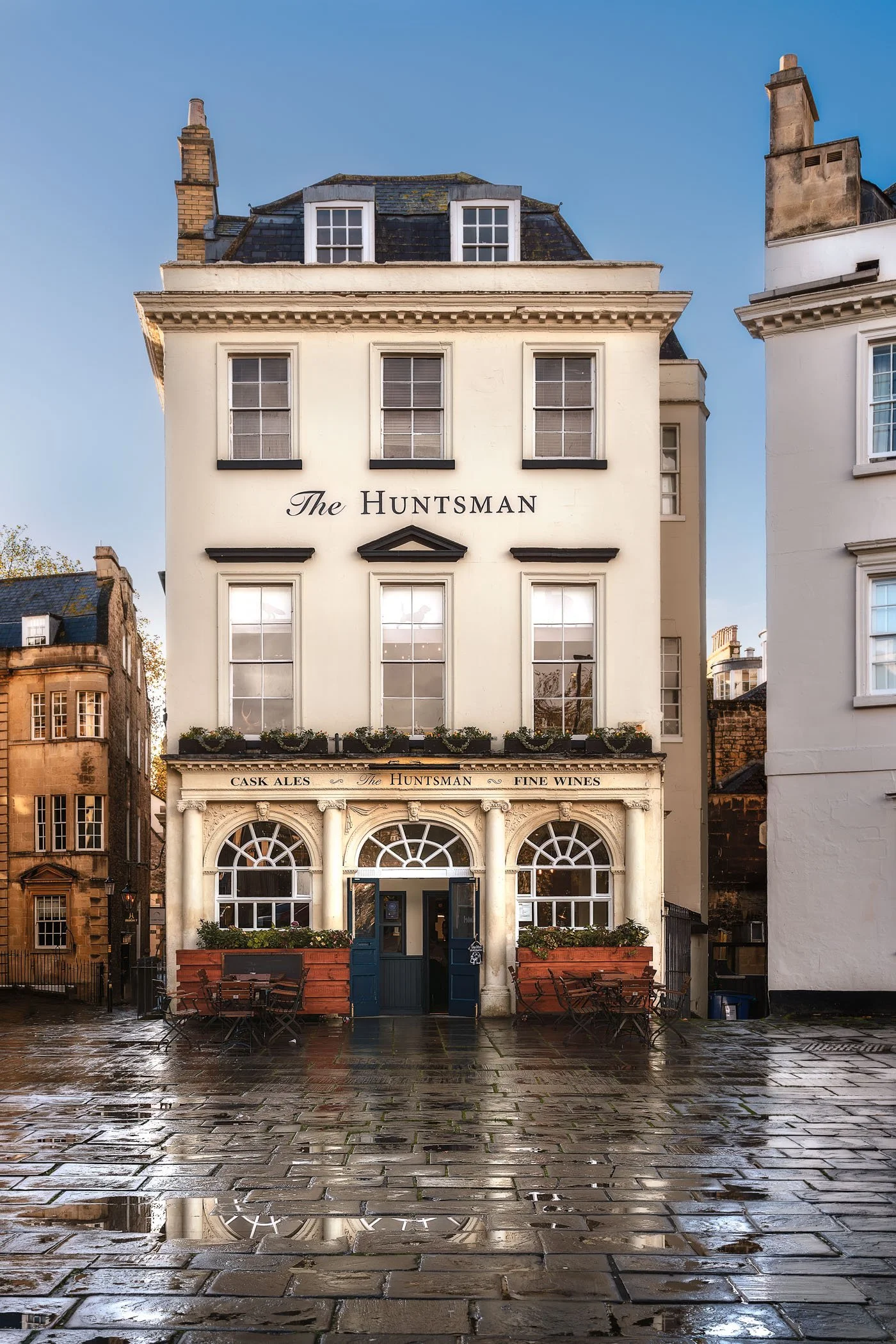 The Huntsman A shot of the traditional pub façade located in North Parade Passage.