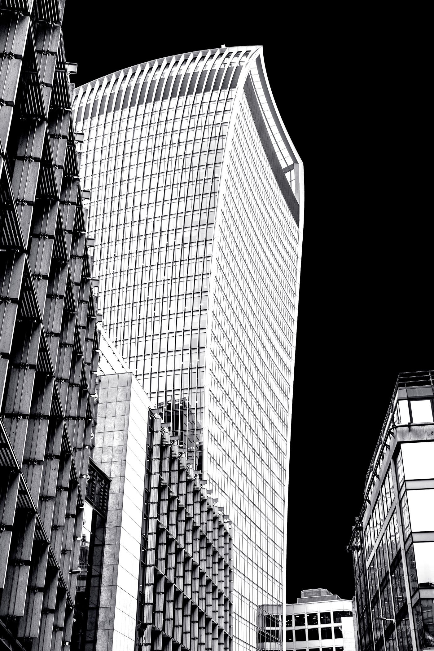 Close up image of the Walkie Talkie building in the city of London