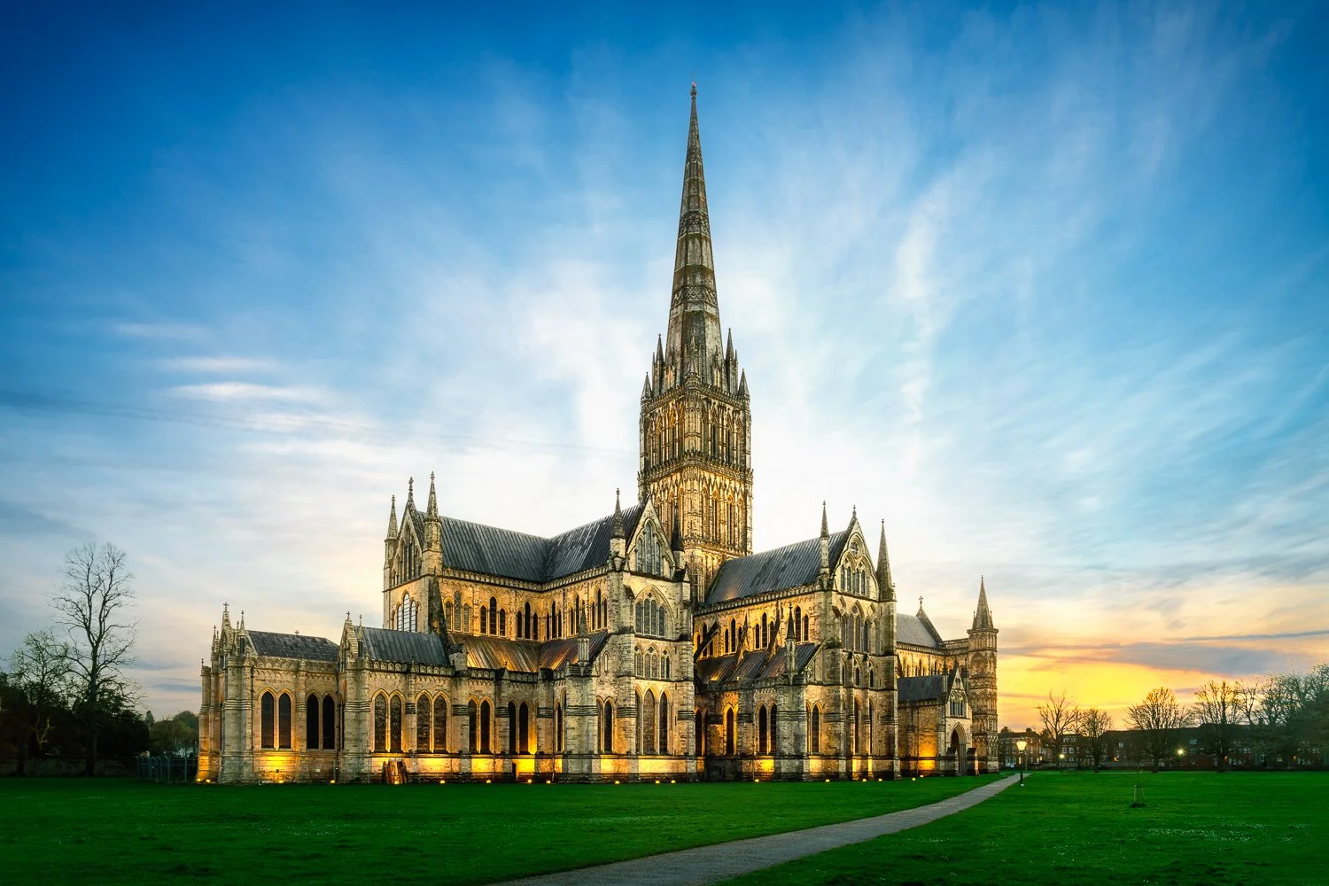 Salisbury Cathedral at Sunset