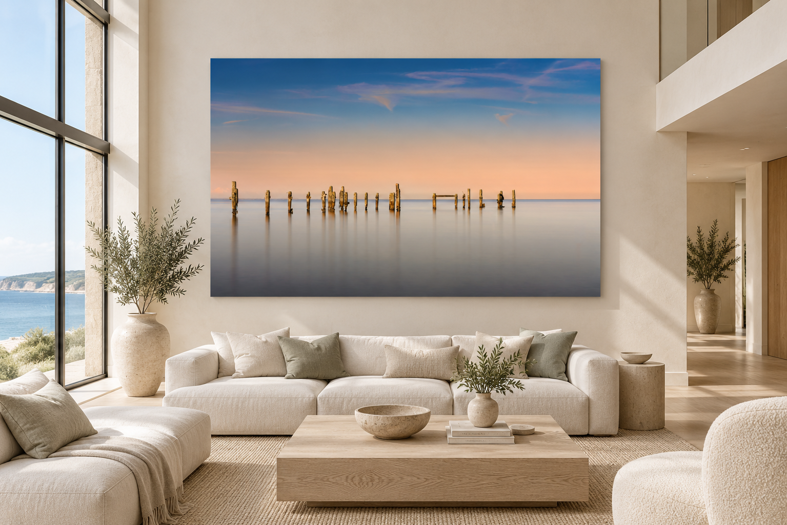 Living room mock up of the Old Pier posts in Swanage