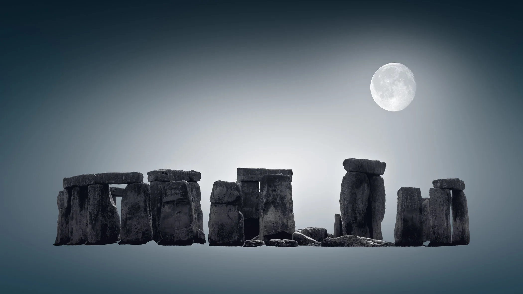 Stonehenge under the Moon Stonehenge in Wiltshire photographed at night beneath the moon