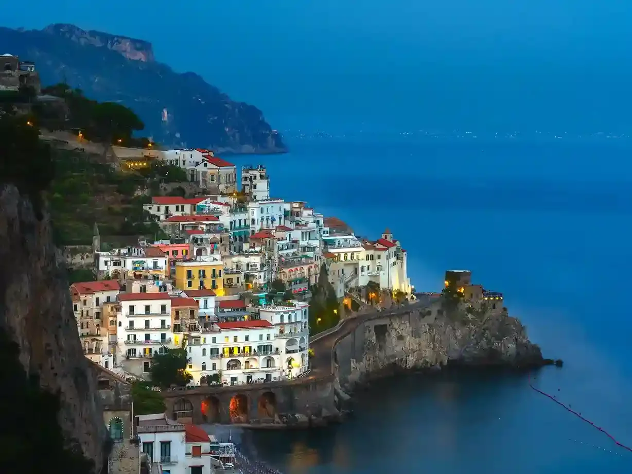 Amalfi Town at night with lights