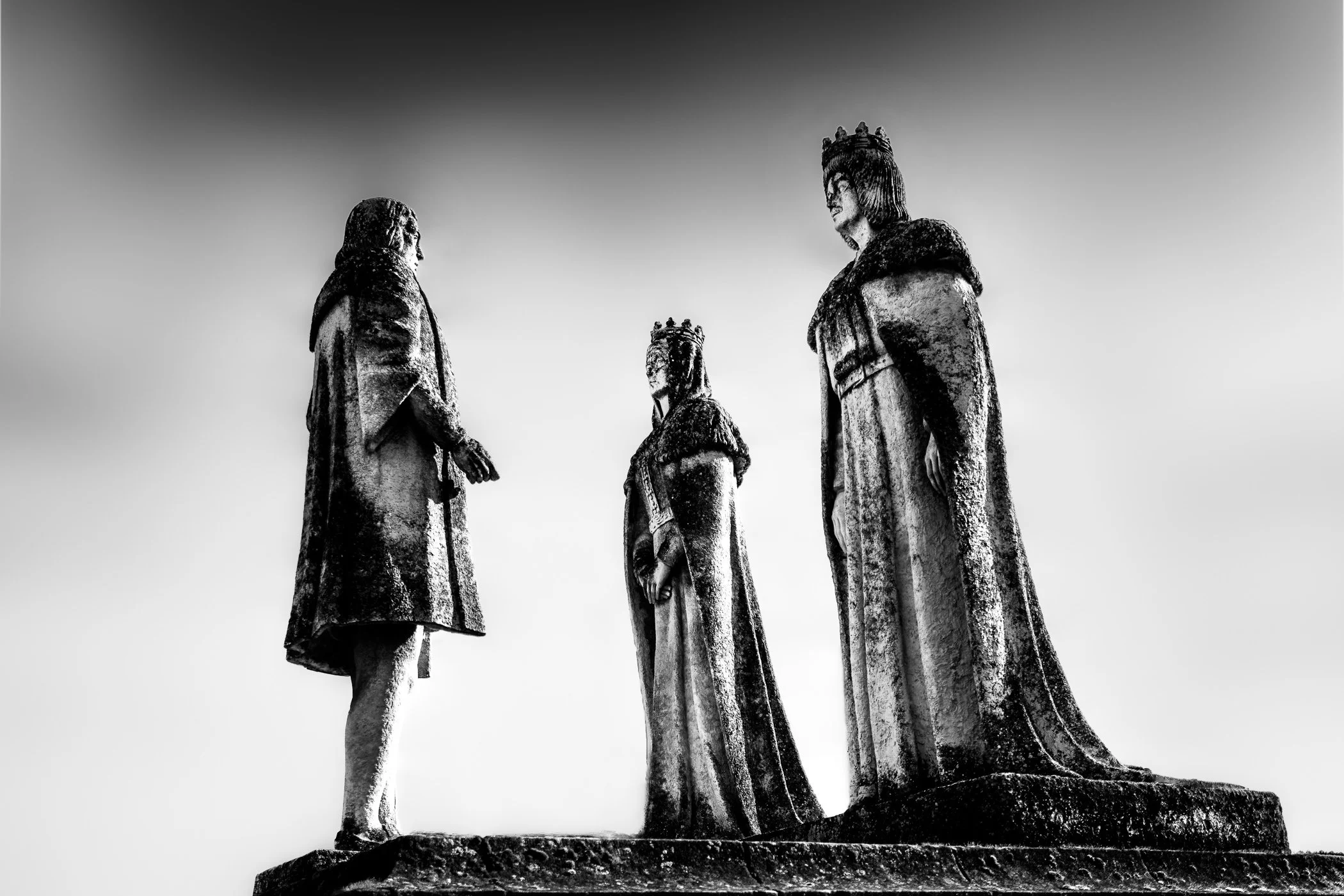 Statues of the Alcázar A monochrome study of the historic statues in the gardens of the Alcázar de los Reyes Cristianos.