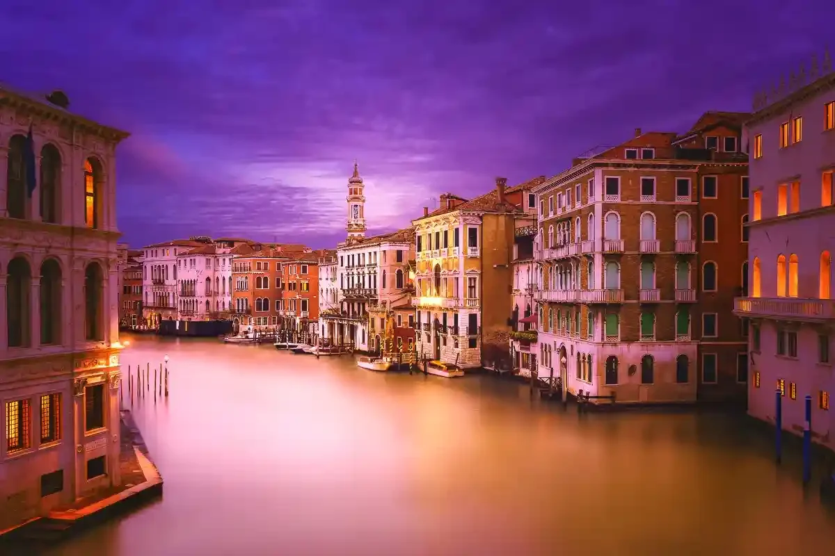 View from the Rialto Bridge in Venice at Sunrise