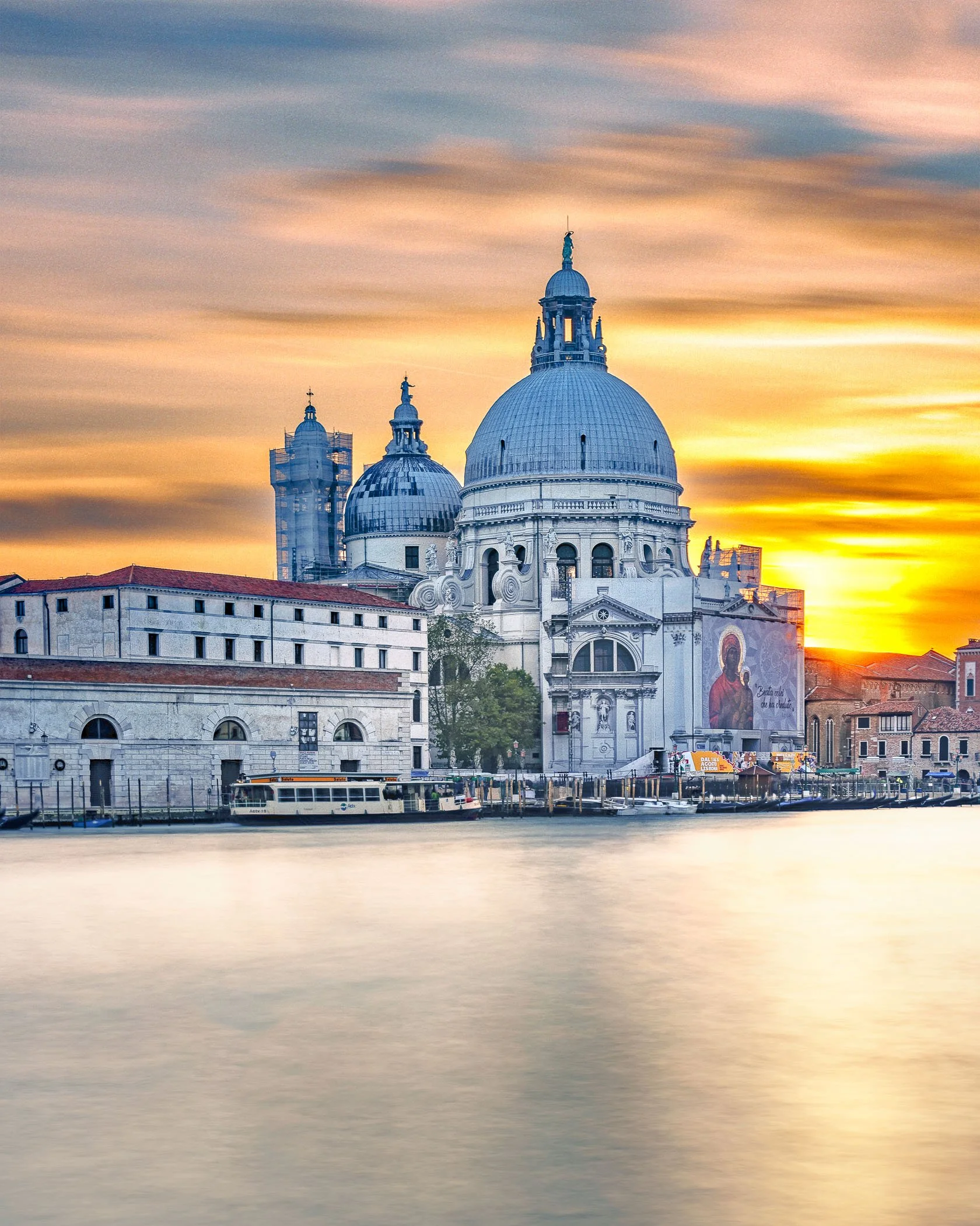 A sunset view of the Grand canal in Venice