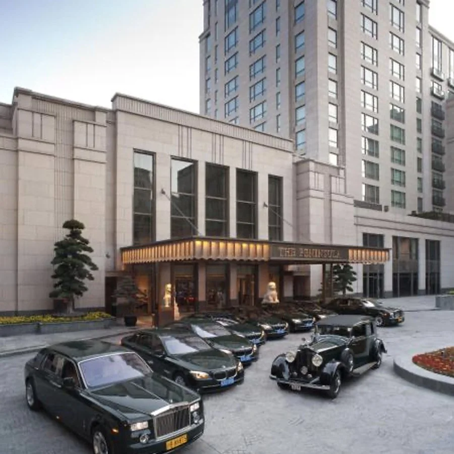 The Peninsula Shanghai, an Art Deco luxury hotel overlooking the historic Bund along the Huangpu River
