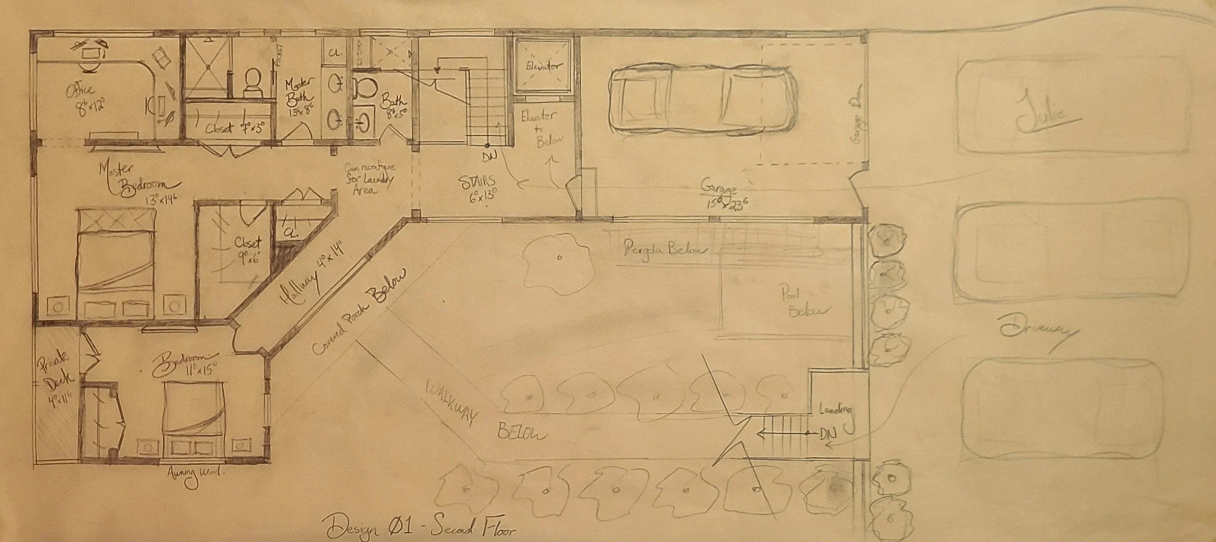 Conceptual second floor plan for custom harbor-view home in the Village of Northport by Americana Architects.