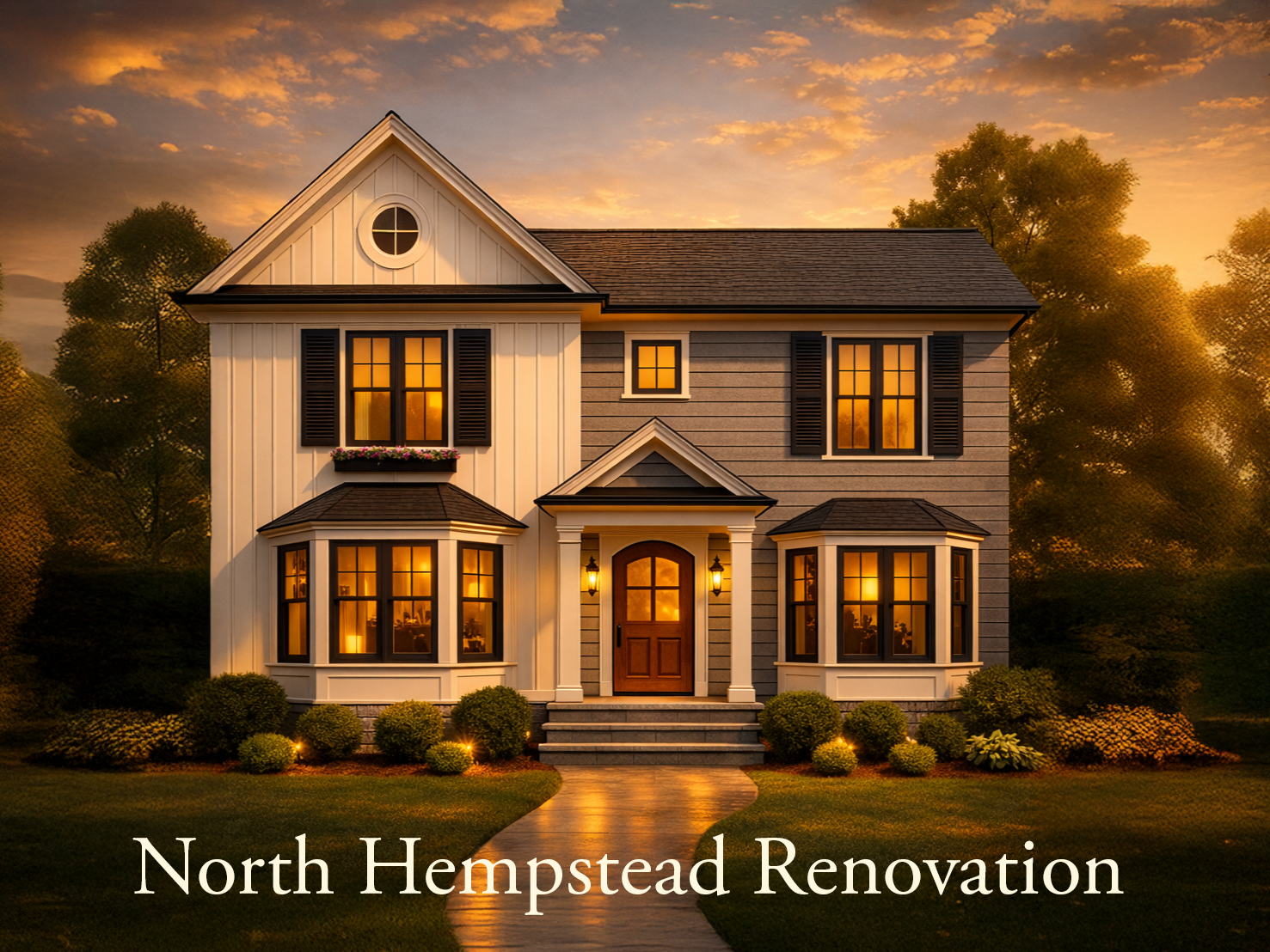 Second floor home addition and full exterior renovation in North Hempstead, NY by Long Island architect Americana Architects.