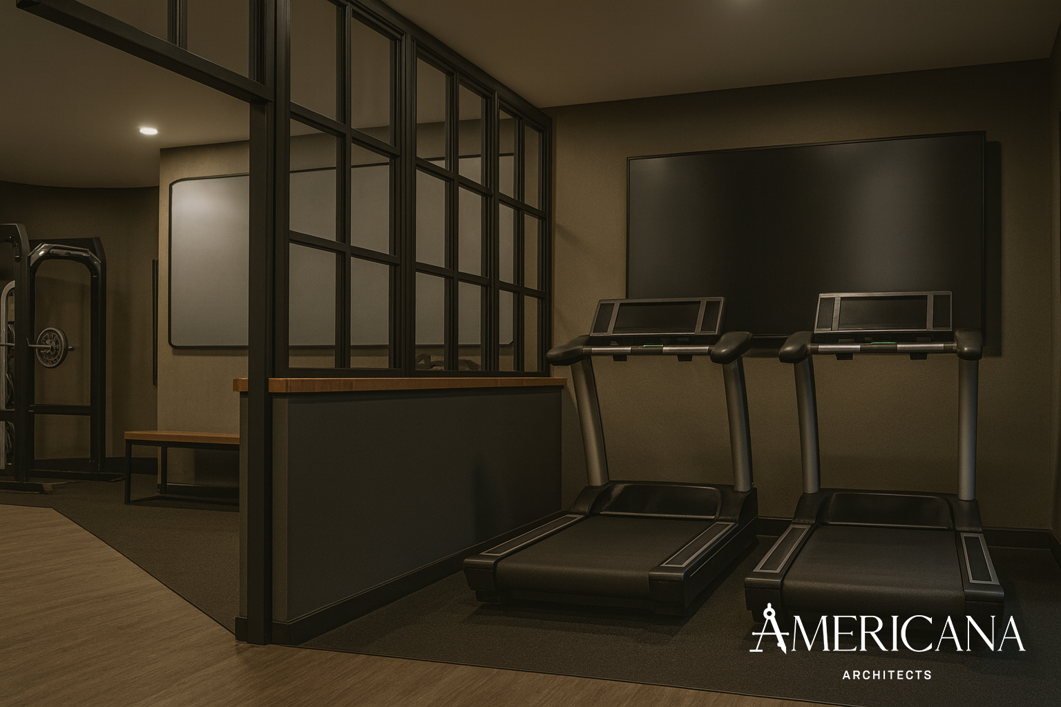 Fire department fitness room renovation at the Great Neck Vigilant Fire Department designed by Americana Architects.