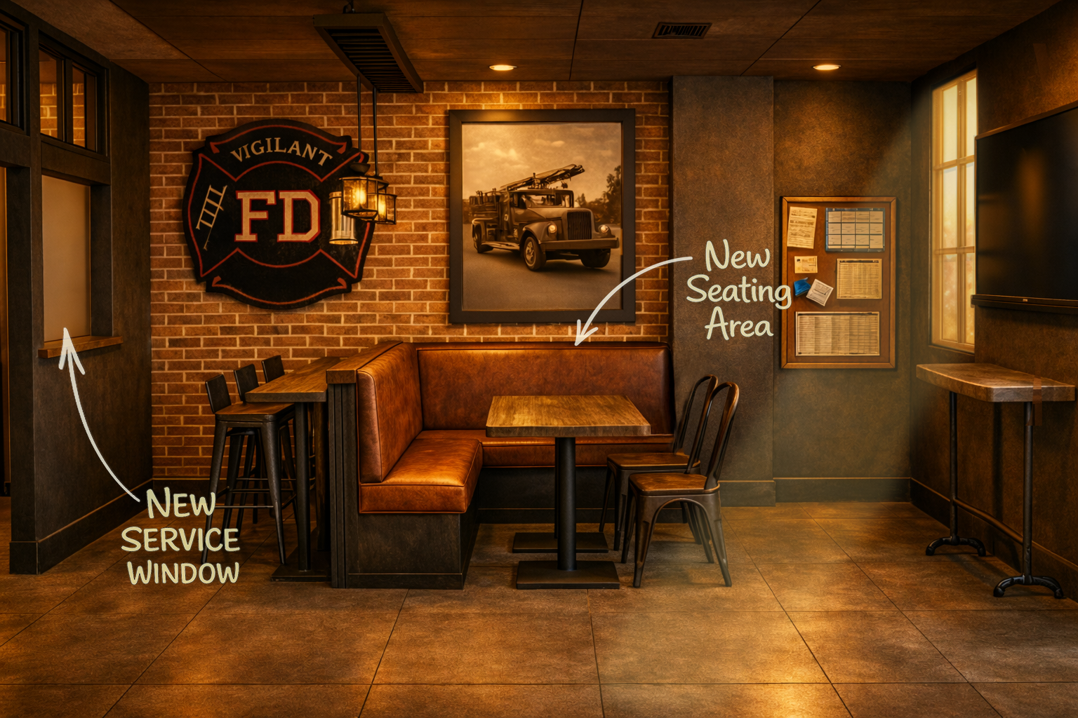 Firehouse renovation at the Great Neck Vigilant Fire Department in Great Neck, NY designed by Americana Architects.