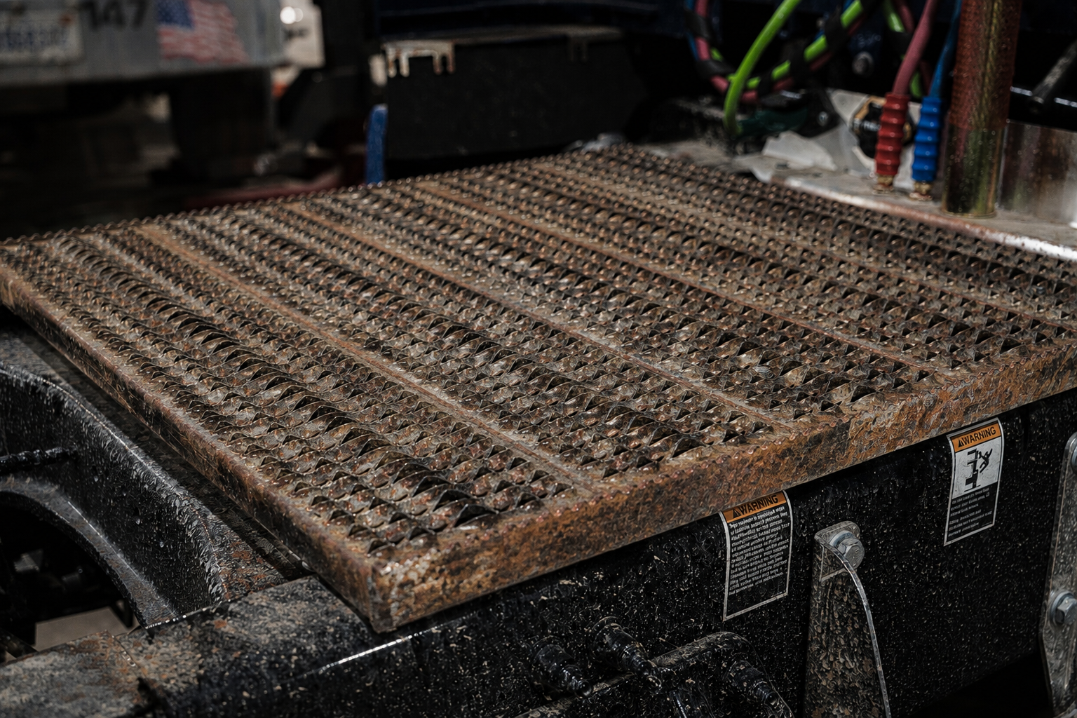 Corroded metal catwalk