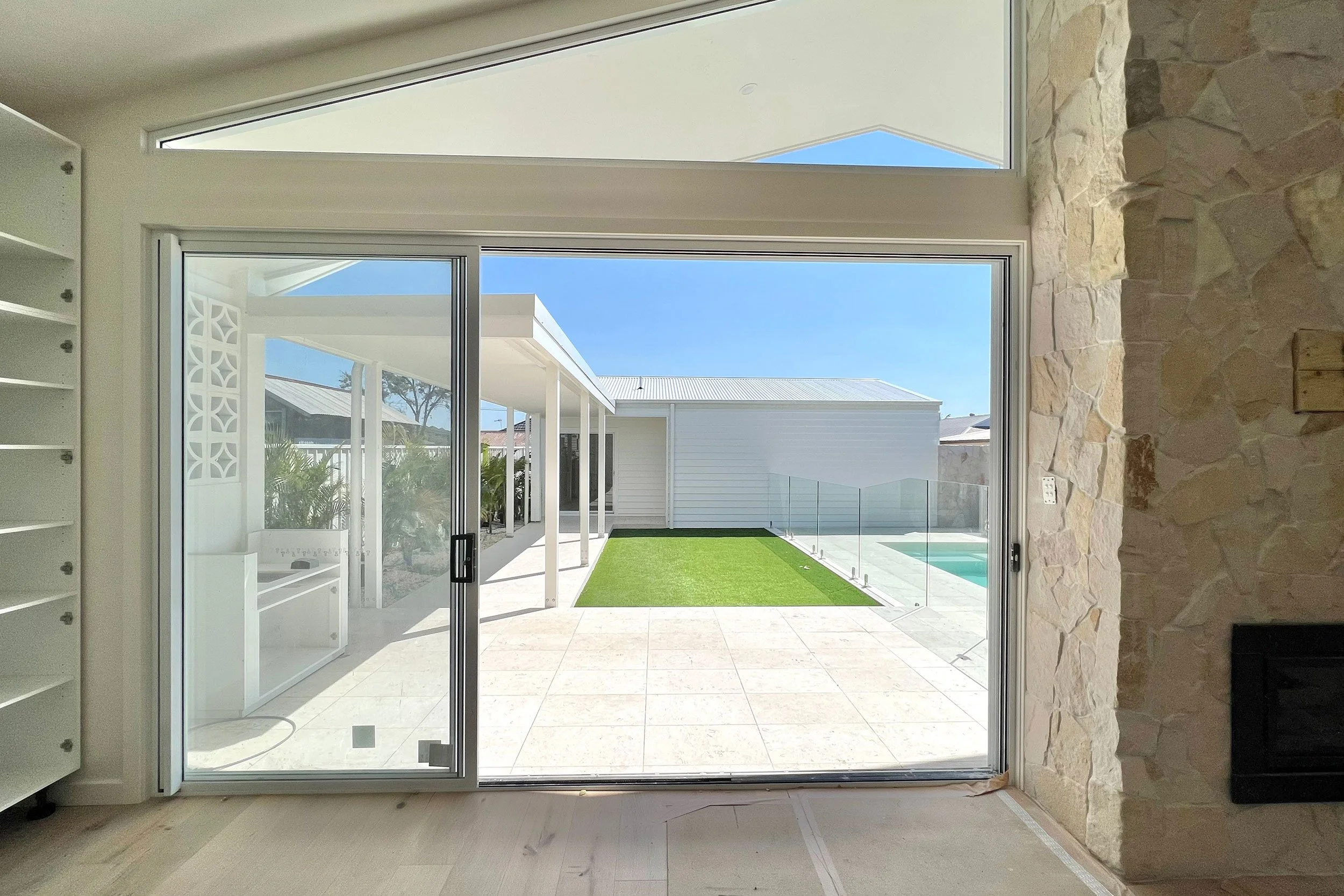 Fireplace during construction