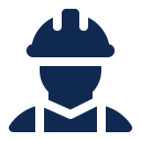 Silhouette of a construction worker wearing a hard hat
